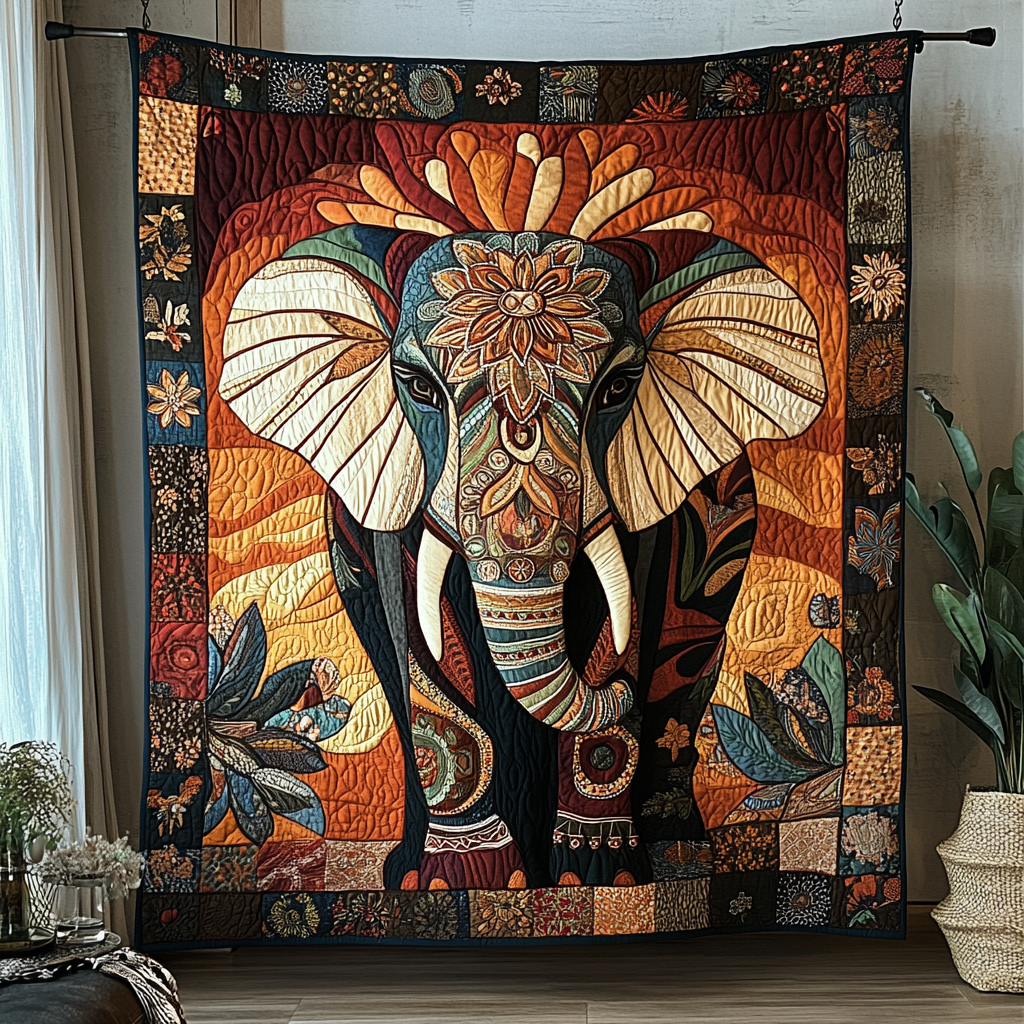 Elephant Strength Quilted Blanket Christmas Holiday Best Unique Gifts For Elephant Lovers