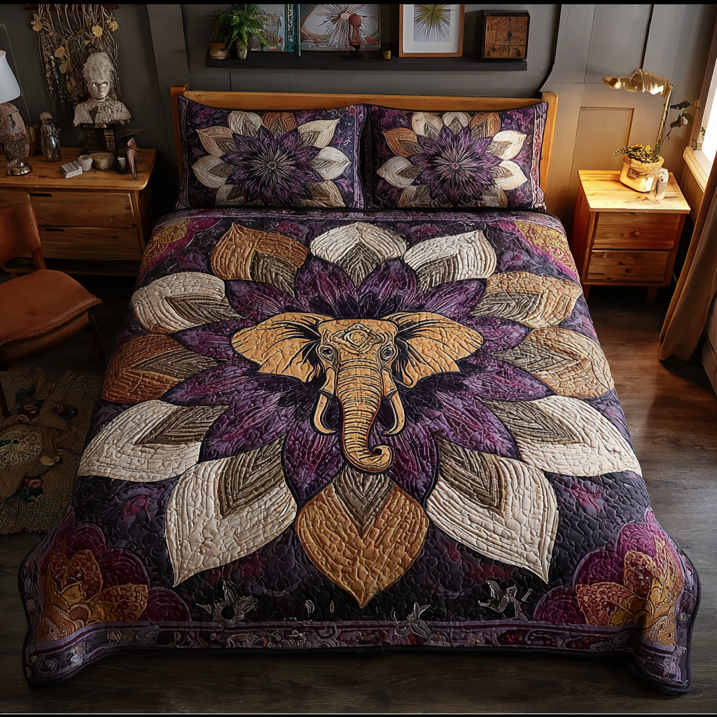 Elephant Symbol Quilted Bedding Set Holiday Duvet Covers Womens Elephant Gifts For Her