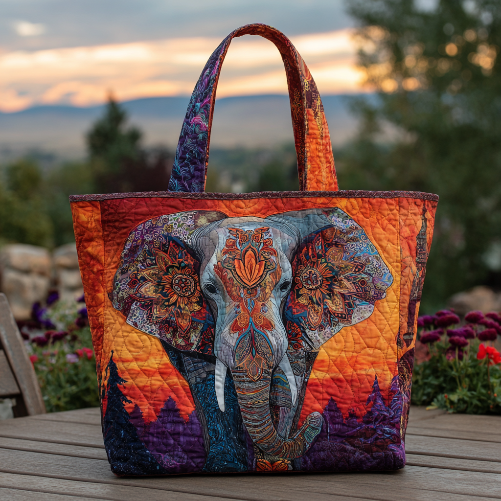 Elephant Trail Quilted Tote Bag Christmas Gift Ideas For Elephant Lovers
