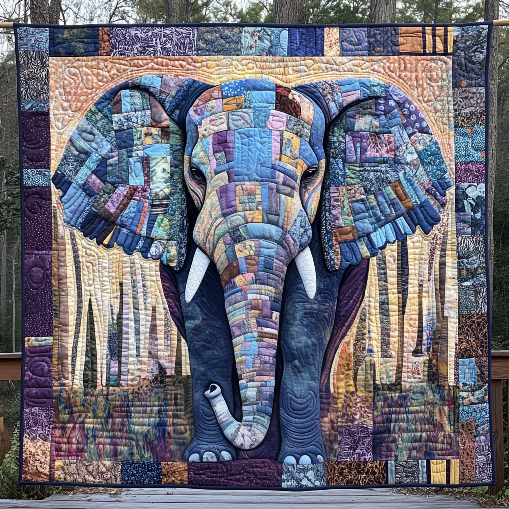 Elephant Tranquility Quilted Blanket Christmas Bedroom Decor Cute Gift For Elephant Lovers