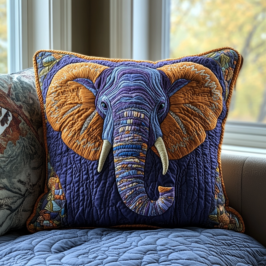 Elephant Tranquility Quilted Pillow Case Best Throw Pillow Covers Gifts For Elephant Lovers