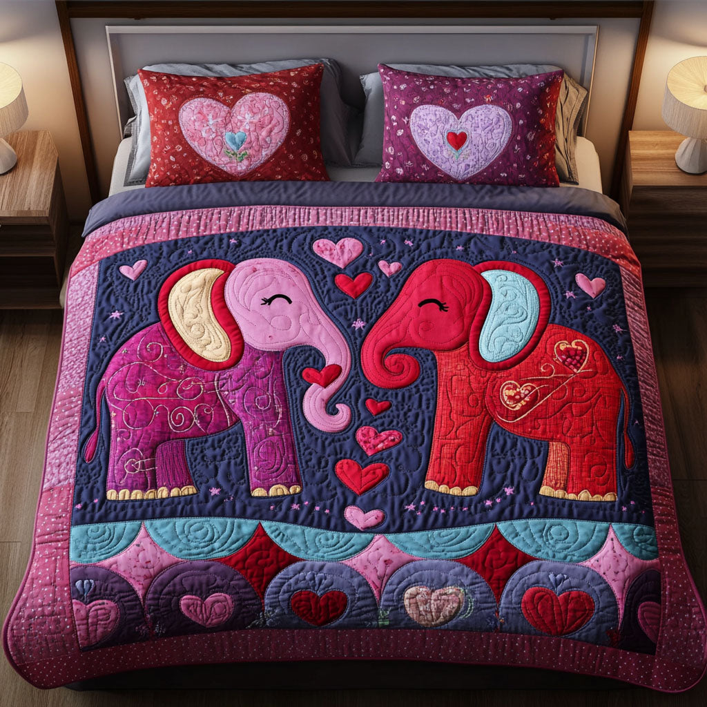 Elephant Whisper Quilted Bedding Set Warm and Elegant Bedding Gift Set for Every Home