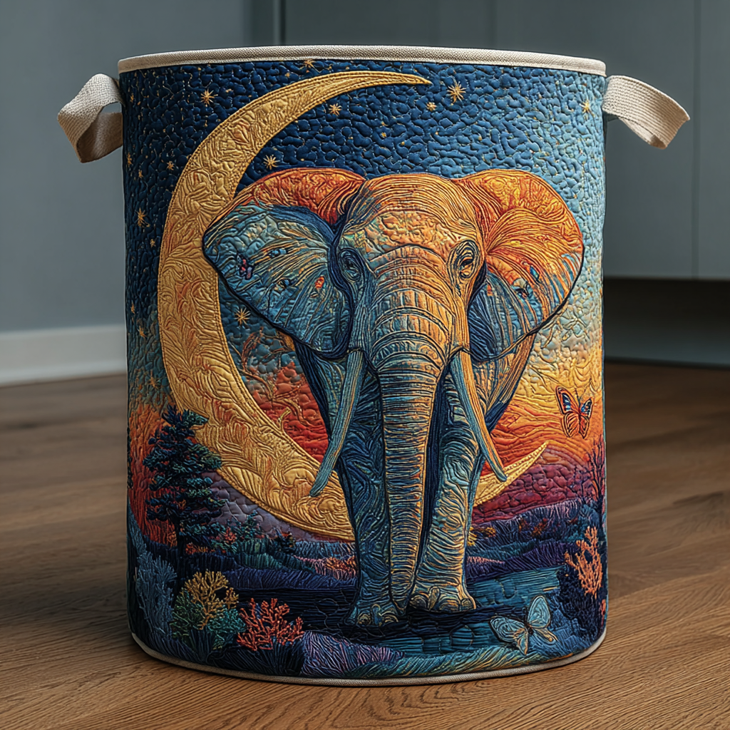 Elephant Whisper Quilted Laundry Basket New Year Merch Gift