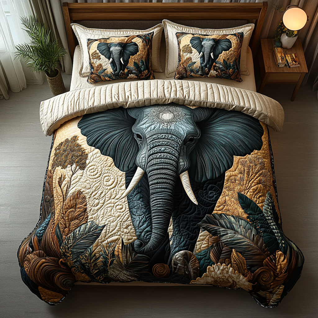 Elephant Wonders Quilted Bedding Set Cute Room Decor Elephant Anniversary Gifts