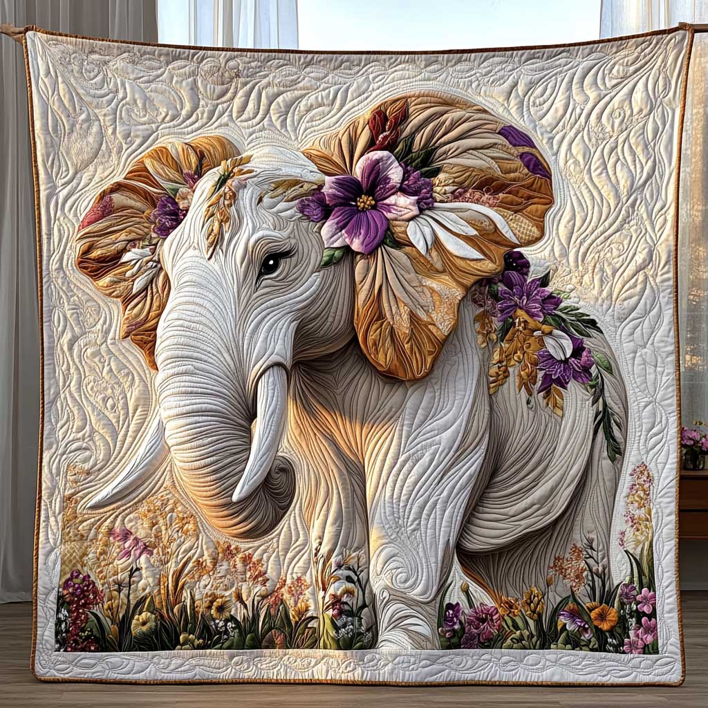 Elephants Flower Quilt Blanket Animal Throw Blanket Bright Holiday Elephant Lover Gifts