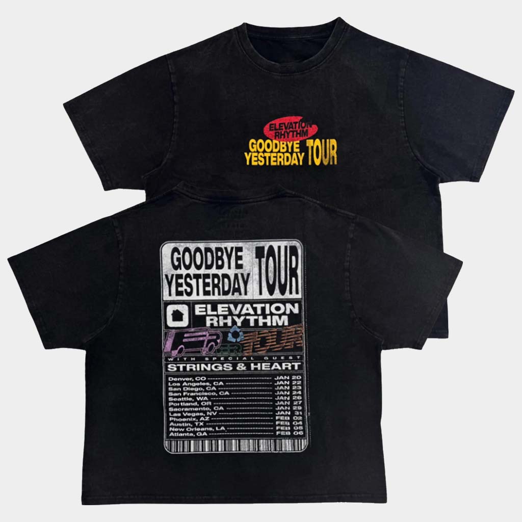 Elevation Rhythm Merch Goodbye Yesterday Tour Wash T-Shirt Gifts For Music Enthusiasts