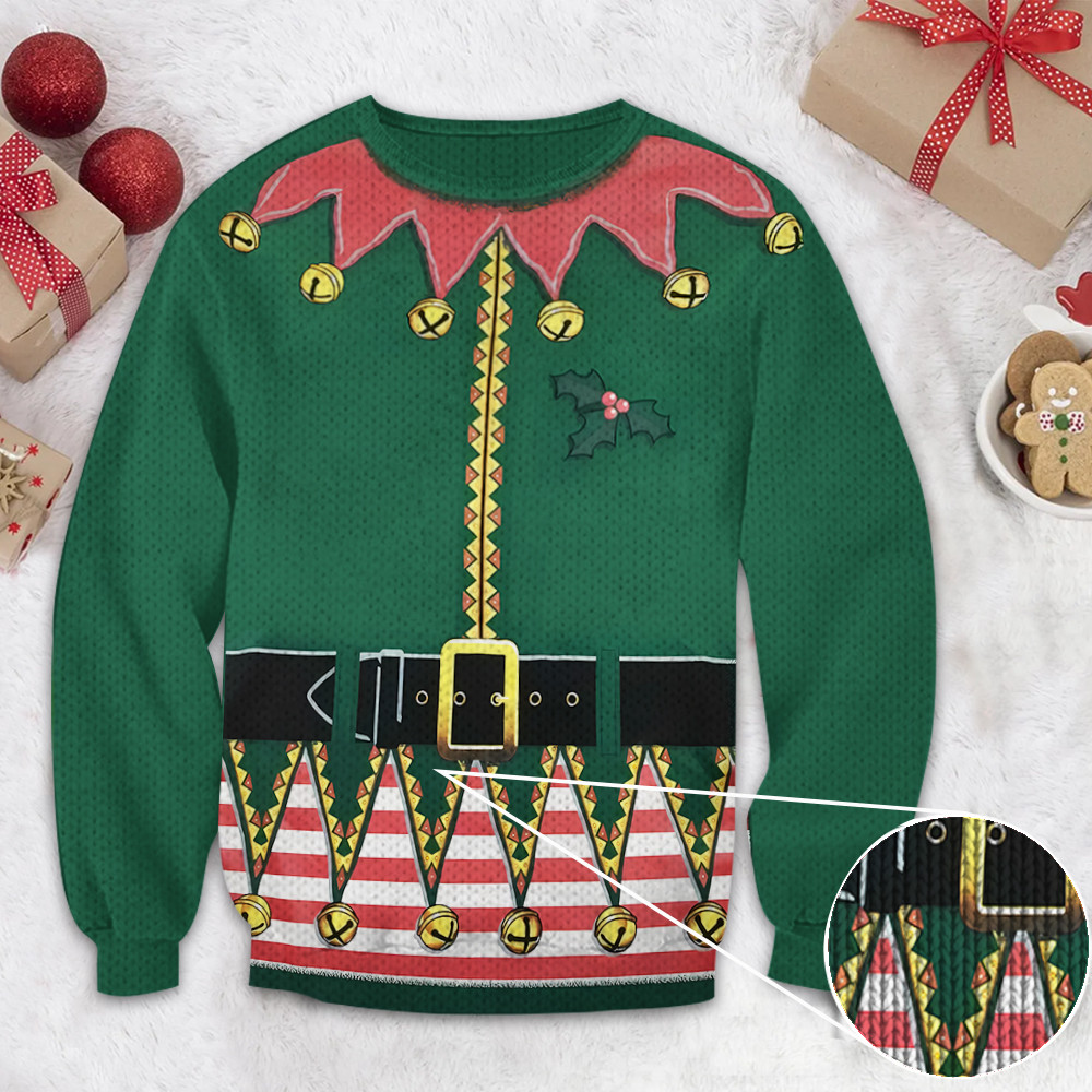 Elf Costume Ugly Christmas Sweater Merry Xmas Sweater Gifts For Dudes