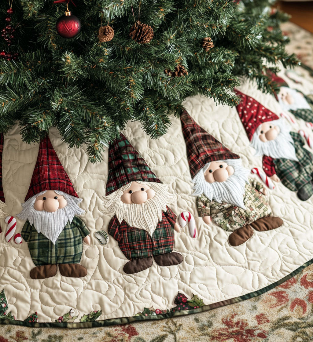 Elf Enclave Quilted Christmas Tree Skirt Holiday Decor Christmas Themed Gnome Lover Xmas Gifts