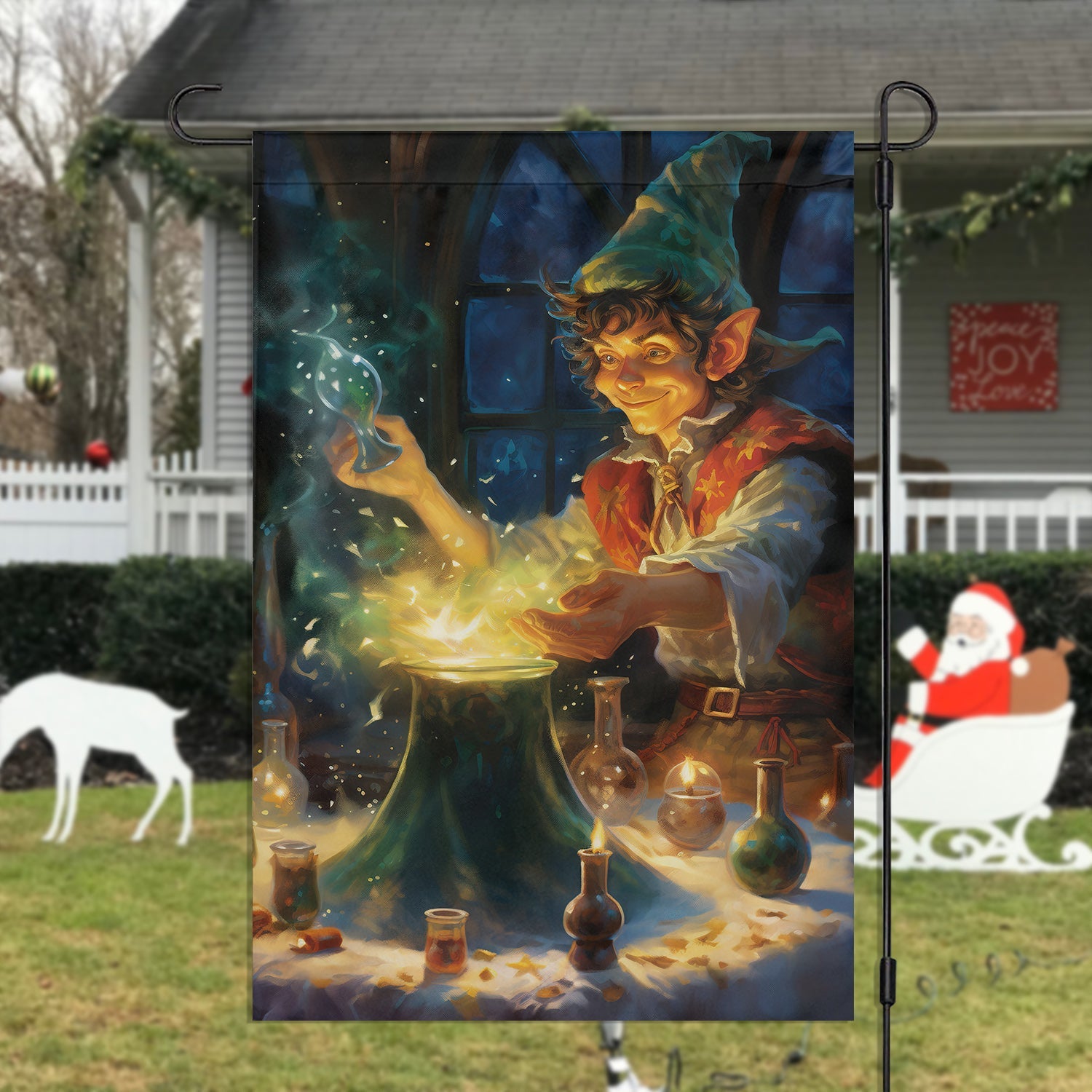Elf Is Doing Magic Christmas Flag Winter Home Decor Christmas Decorations Gift For Elf Lovers