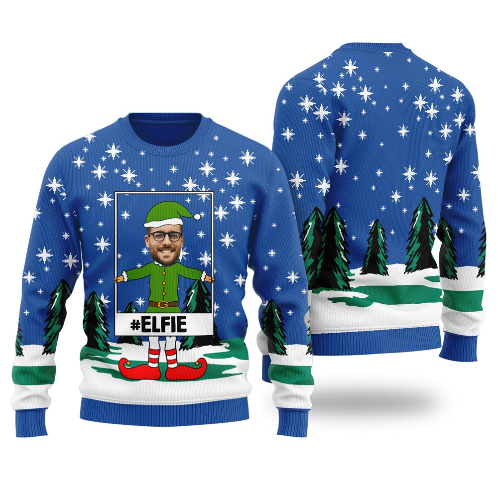 Elf Selfie Custom Ugly Christmas Sweater Royal Xmas Sweaters For Women