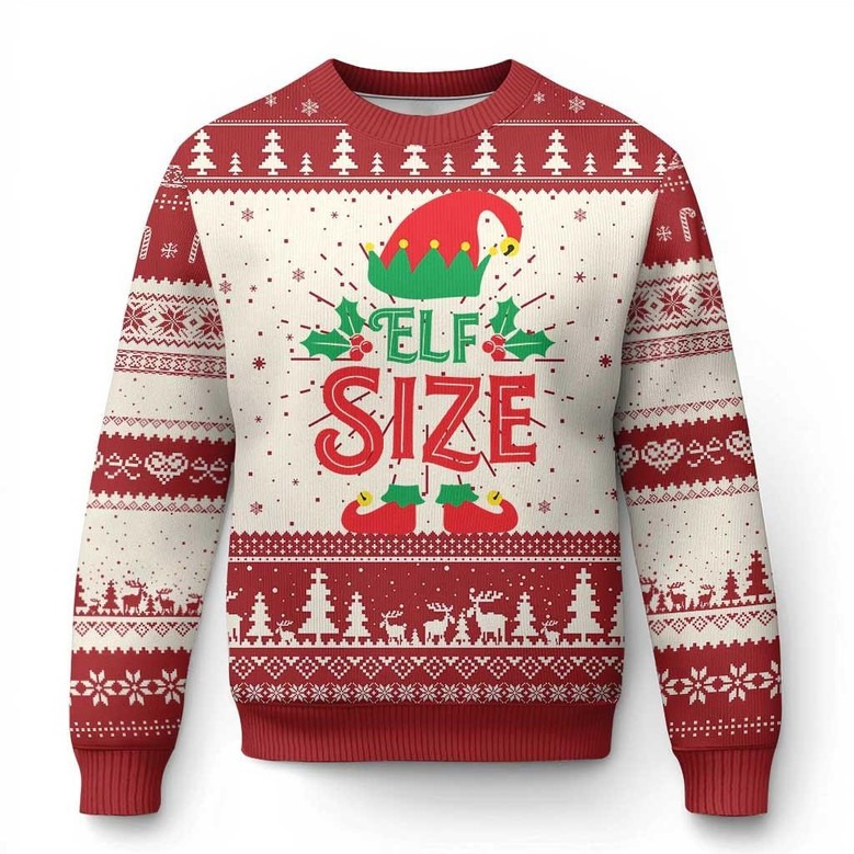 Elf Size Ugly Holiday Jumper Funny Christmas Cute Elf Themed Xmas Gifts For Friends