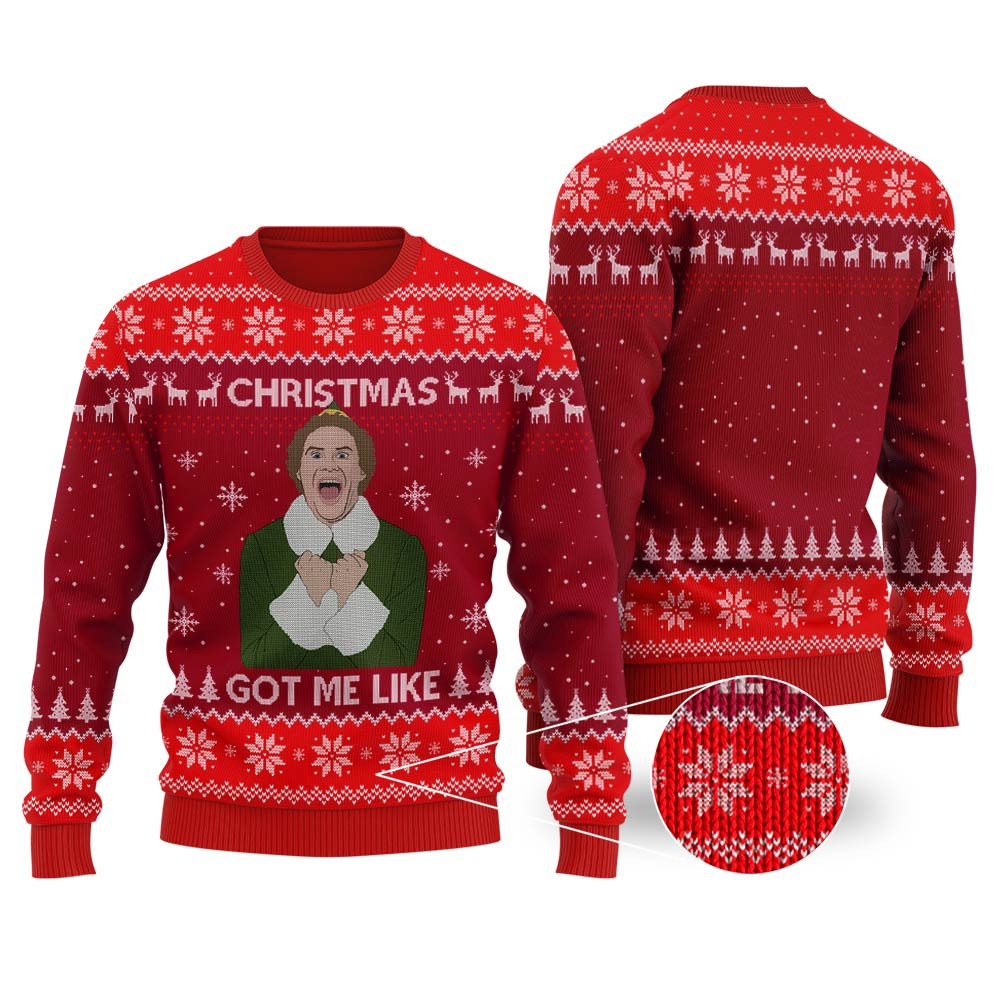 Elf Ugly Sweater Christmas Got Me Like Perfect Winter Merch Gift for the Holiday Spirit
