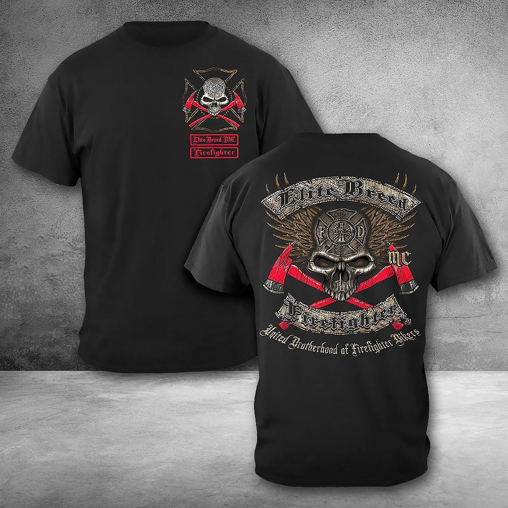 Elite Breed Firefighter Biker Firefighter Black T-Shirt Best Gifts For Firefighters