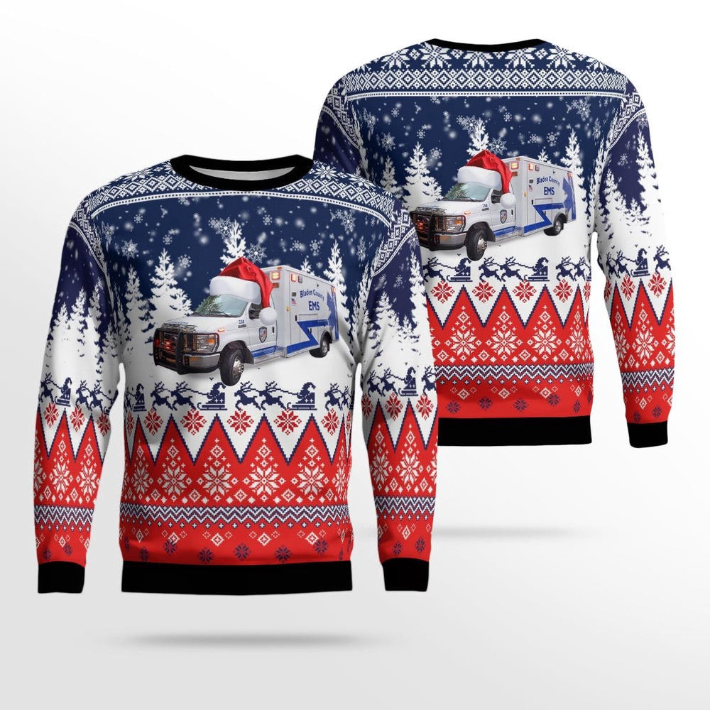 Elizabethtown North Carolina Bladen County EMS AOP Ugly Sweater Xmas Unisex Sweater Christmas Gifts For Men Women