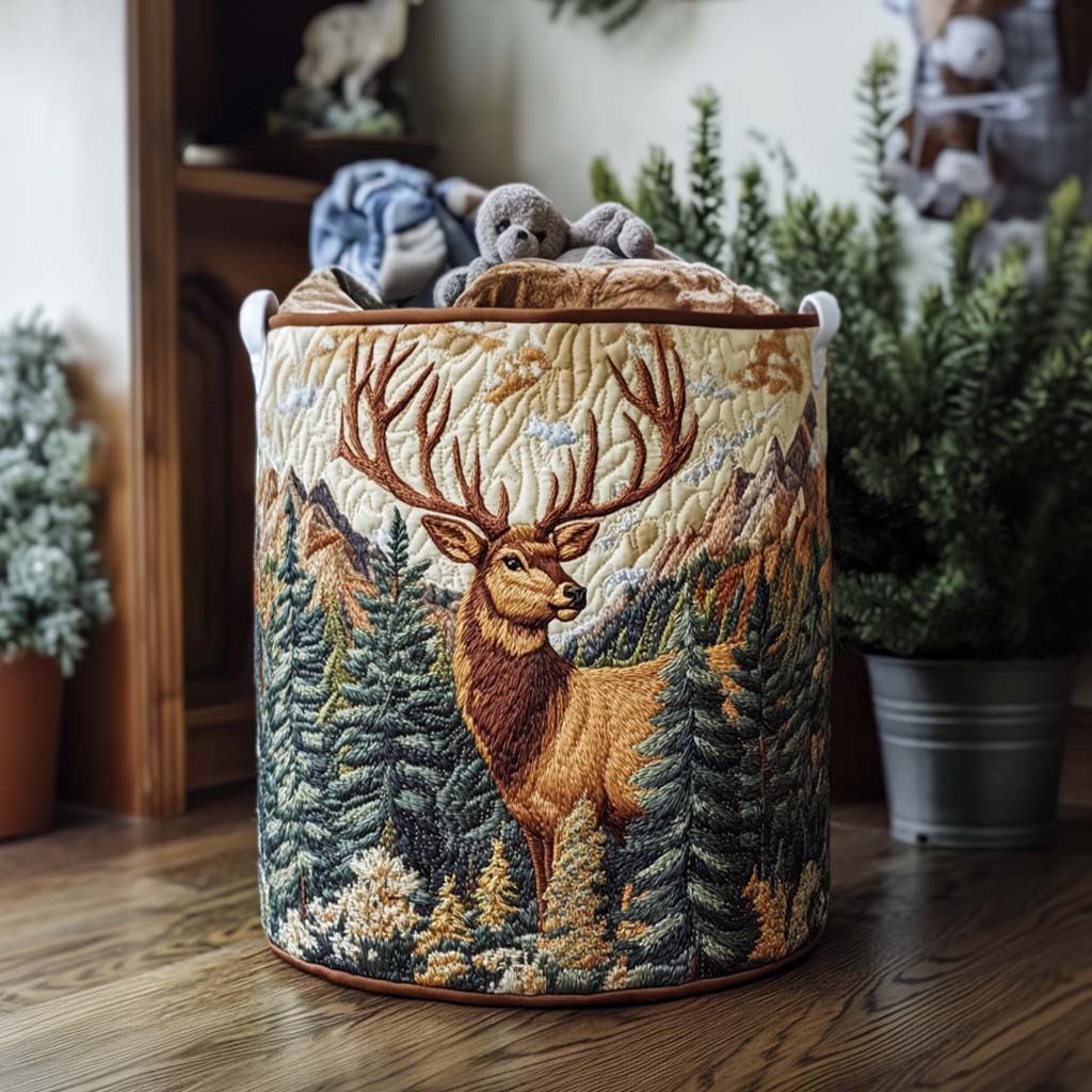 Elk Forest Mist Quilted Laundry Basket Great Idea For New Home