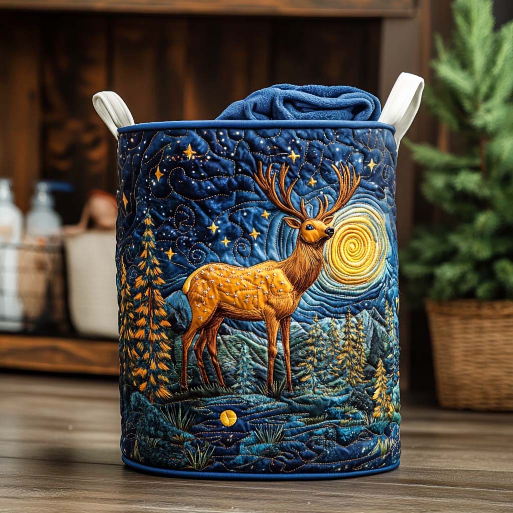 Elk In Pines Quilted Laundry Basket Must-Have Laundry Essential