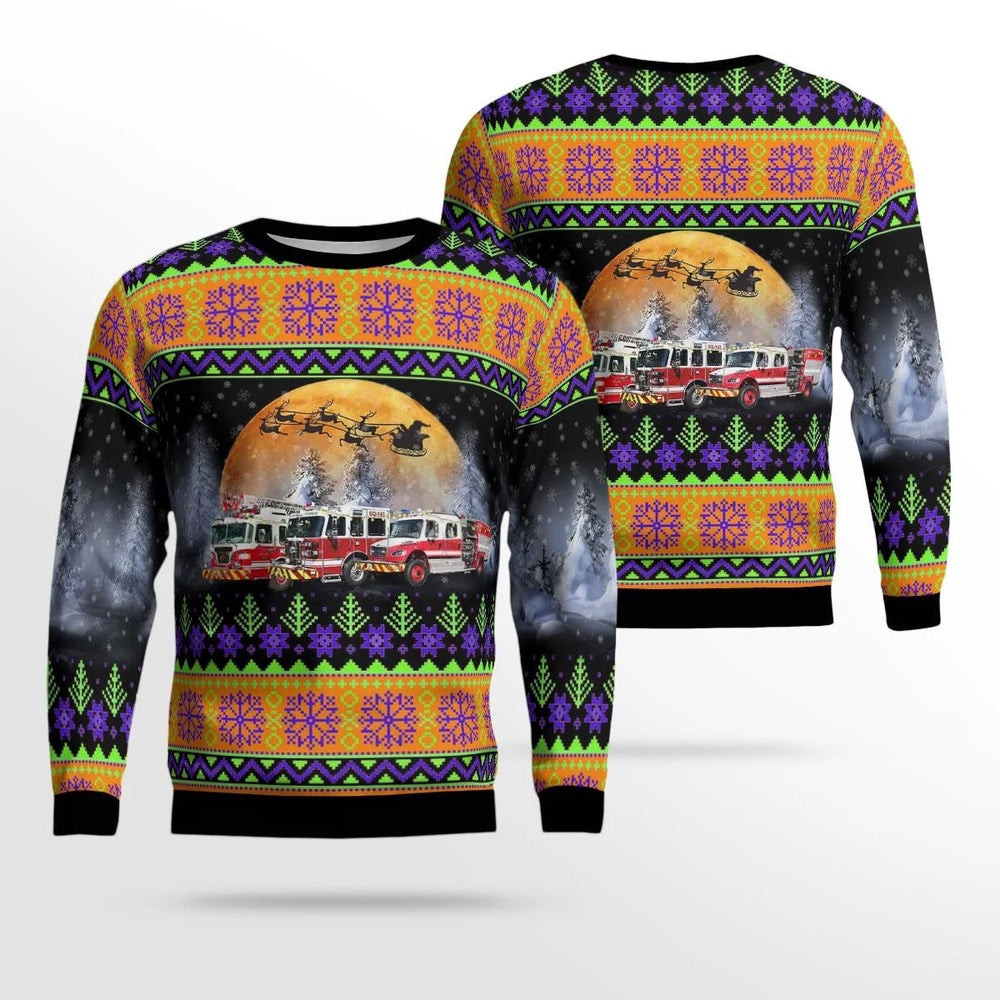 Ellington Connecticut Ellington Fire Department Station 43 AOP Ugly Sweater Xmas Unisex Sweater Christmas Gifts For Men Women