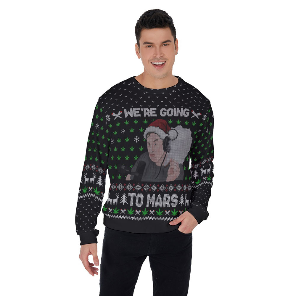 Elon Musk Ugly Christmas Sweater Black Casual Winter Sweatshirt for Daily Comfort