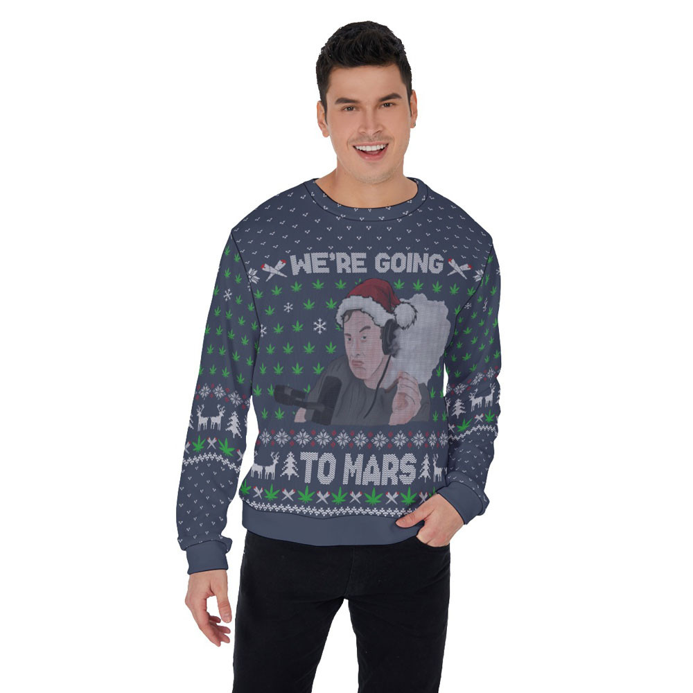 Elon Musk Ugly Christmas Sweater Navy Heartwarming Christmas Gift Sweater for Him or Her