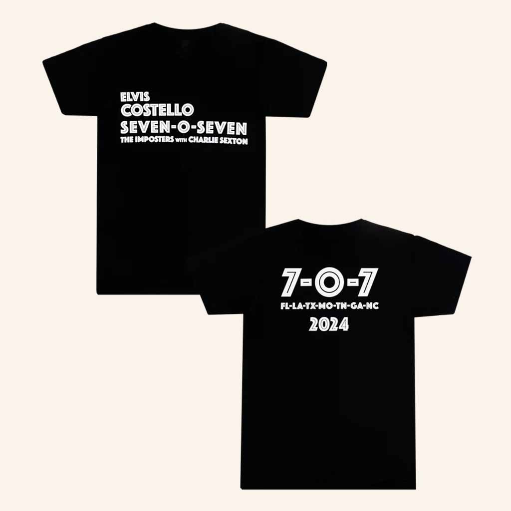 Elvis Costello Merch 707 Tour 2024 Black T-Shirt Christmas Gifts For Boyfriend Elvis Costello Merch 707 Tour 2024 Black T-Shirt Christmas Gifts For Boyfriend