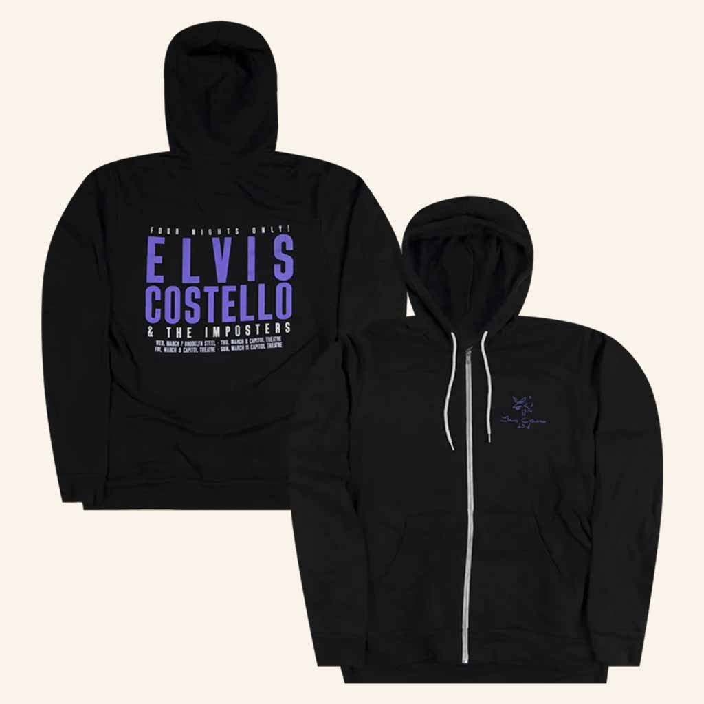 Elvis Costello Merch Four Nights Only Tour Zip Hoodie Gifts For Music Lovers Elvis Costello Merch Four Nights Only Tour Zip Hoodie Gifts For Music Lovers