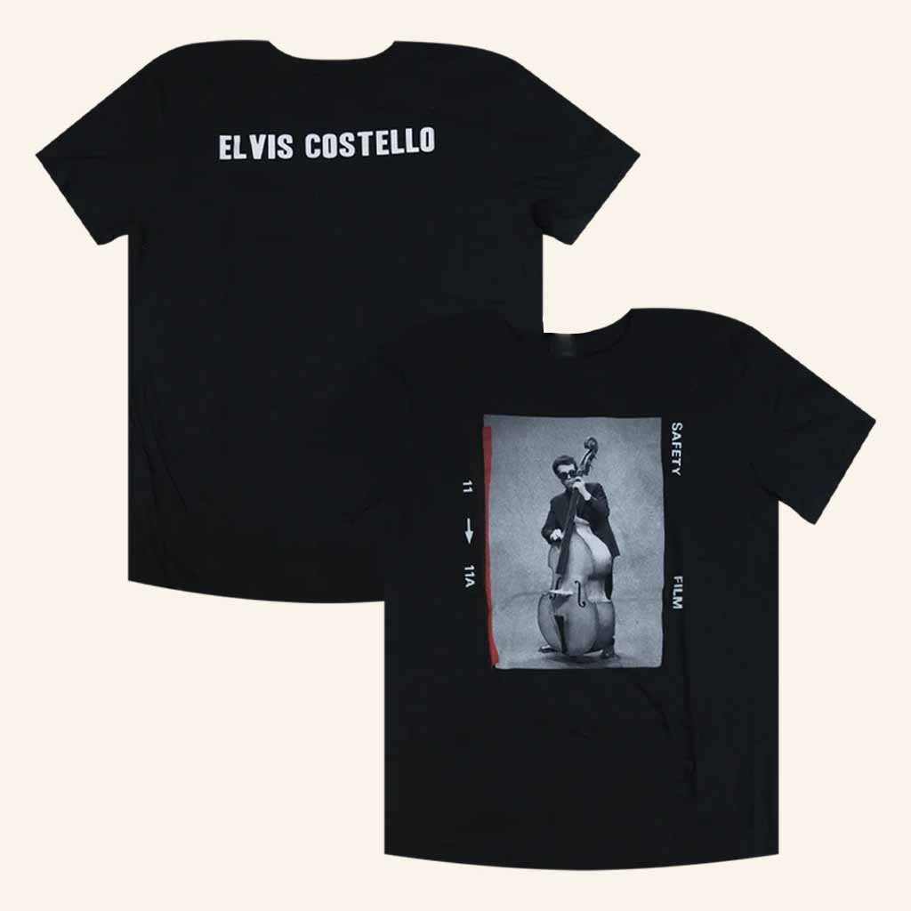 Elvis Costello Merch Stand Up Bass Safety Film Black Shirt Christmas Gifts For Men Elvis Costello Merch Stand Up Bass Safety Film Black Shirt Christmas Gifts For Men