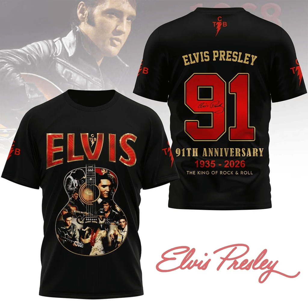 Elvis Presley King Of Rock 91St Anniversary Shirt 2026 Elvis Presley Merch Gifts For Music Fan