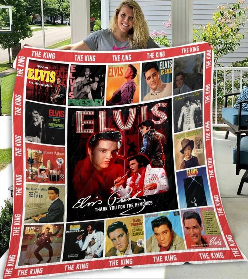 Elvis Presley Thank You For The Memories Quilt Blanket Gifts For Elvis Lovers For Him Her