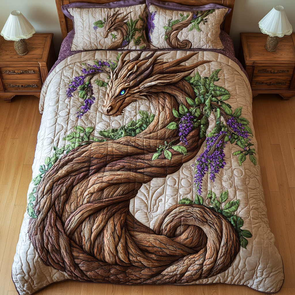 Ember Coil Quilted Bedding Set Cozy Bedroom Decor Best Dragon Gifts
