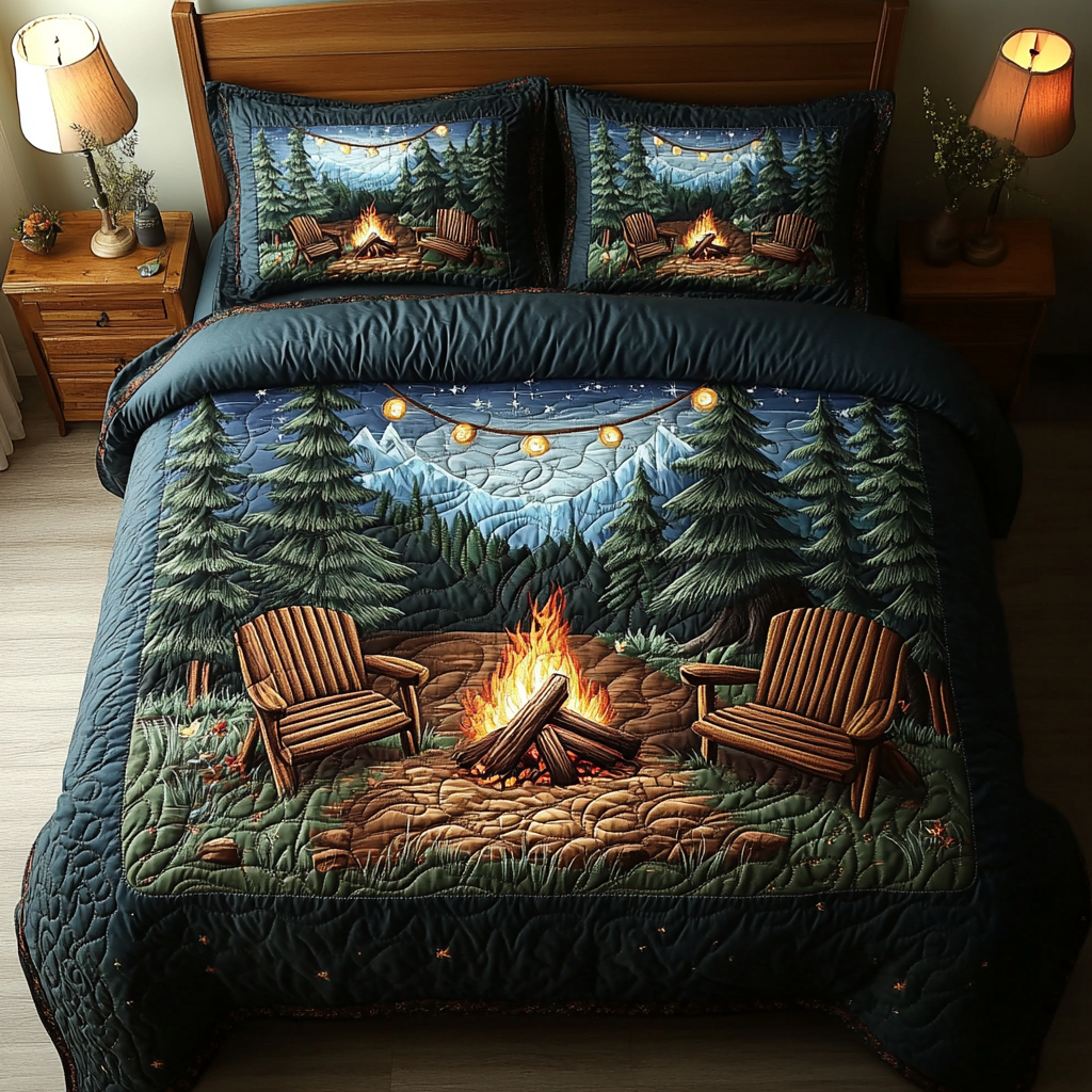 Ember Glow Quilted Bedding Set Best Bedspread Set Great Presents For Camping Lovers