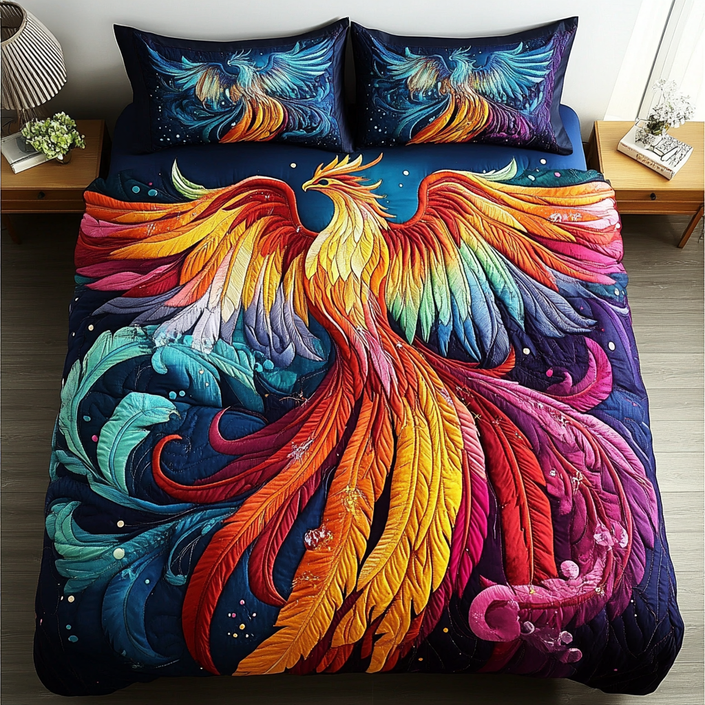 Ember Glow Quilted Bedding Set Best Bedspread Set Phoenix Christmas Decorations