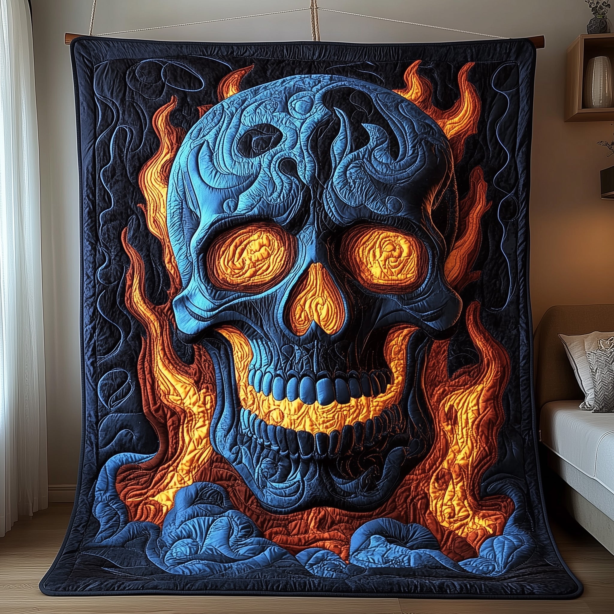 Ember King Quilted Blanket Couch Throw BlanketSkull Gifts For Women
