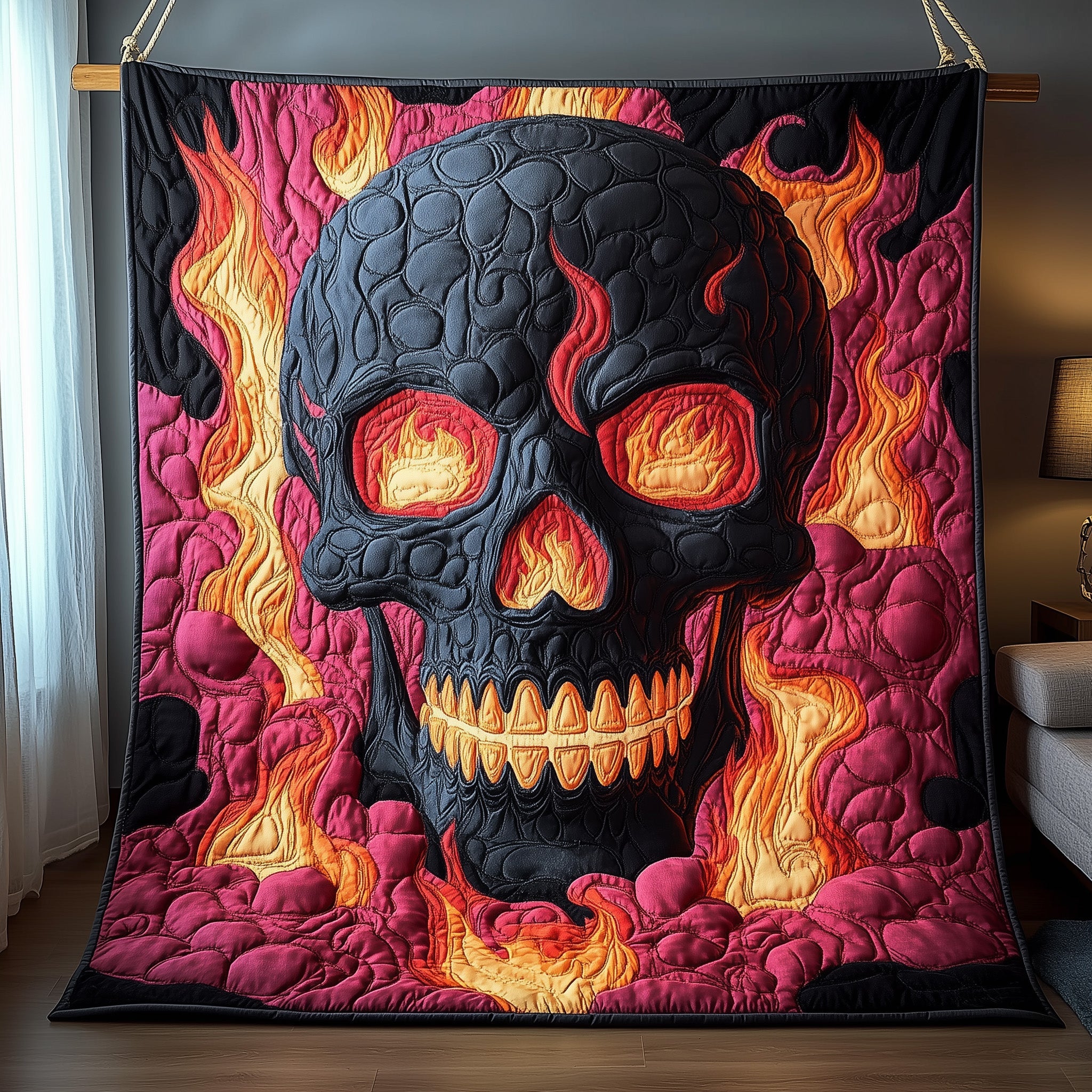 Ember King Quilted Blanket Couch Throw BlanketSkull Stuff For Guys