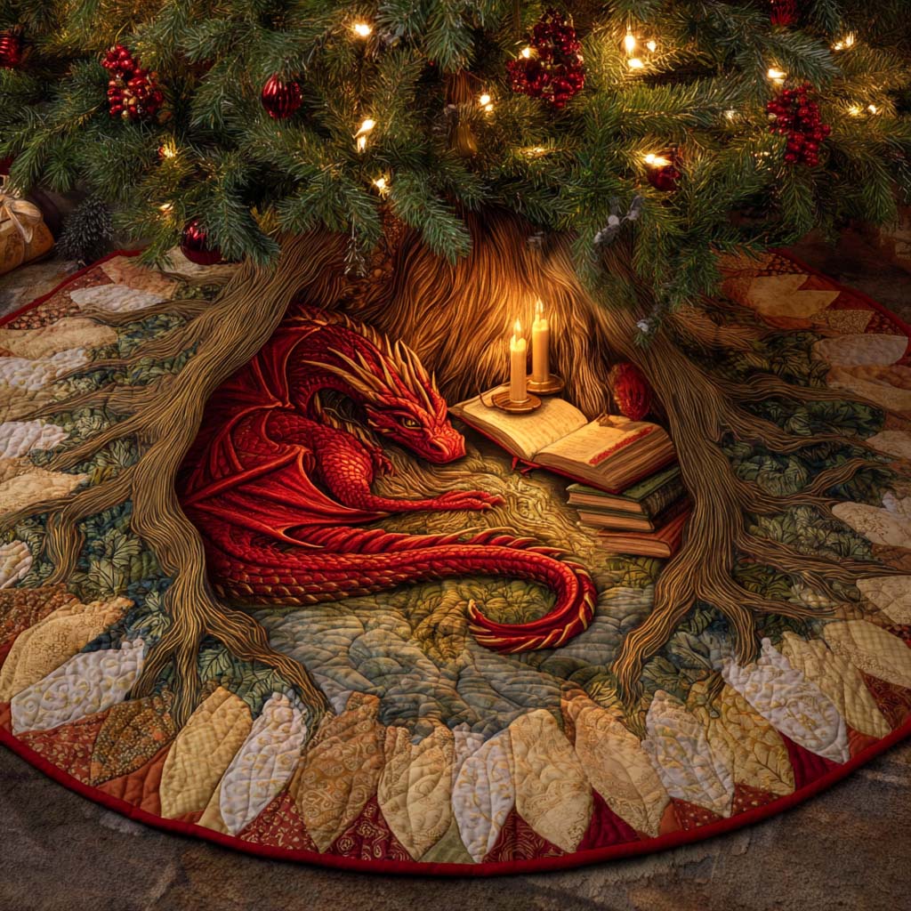 Emberlight Dreamer Quilted Tree Skirt Holiday Decor Great Book Lover Presents
