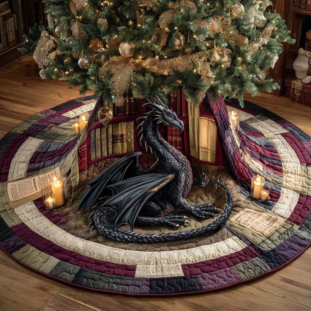 Emberrest Sanctuary Quilted Tree Skirt Xmas Tree Decor Book Themed Birthday Presents