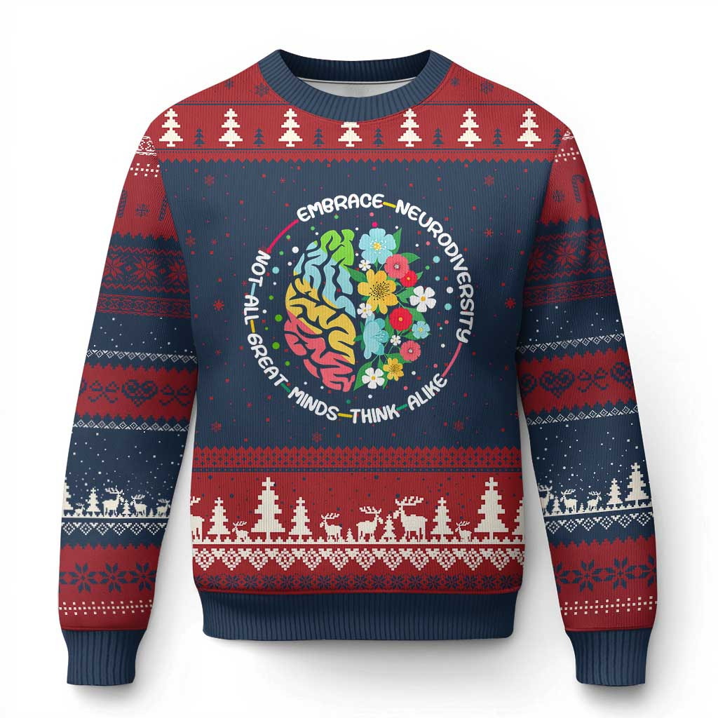Embrace Neurodiversity Brain Ugly Christmas Sweater Autism Awareness Jumper Autistic Gifts