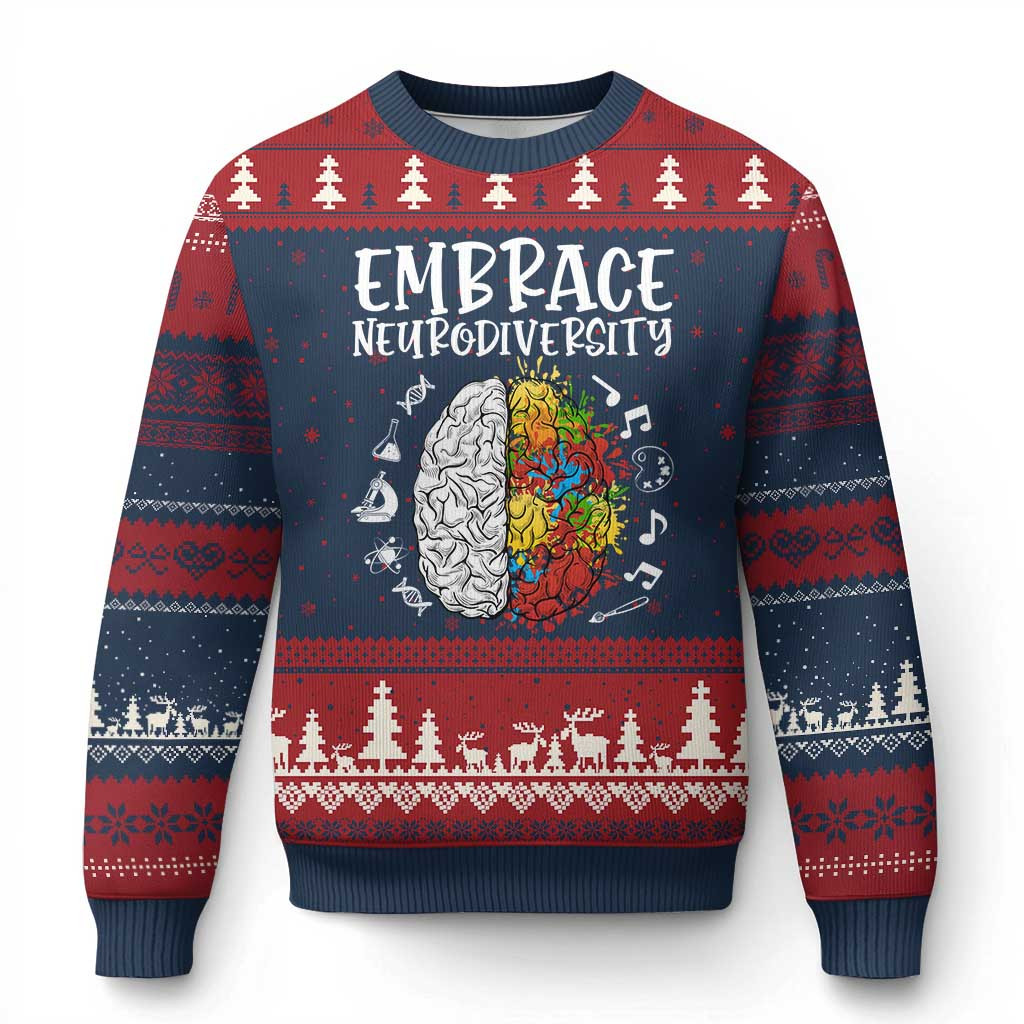 Embrace Neurodiversity Ugly Christmas Sweater Autism Awareness Jumper ADHD Acceptance Gifts