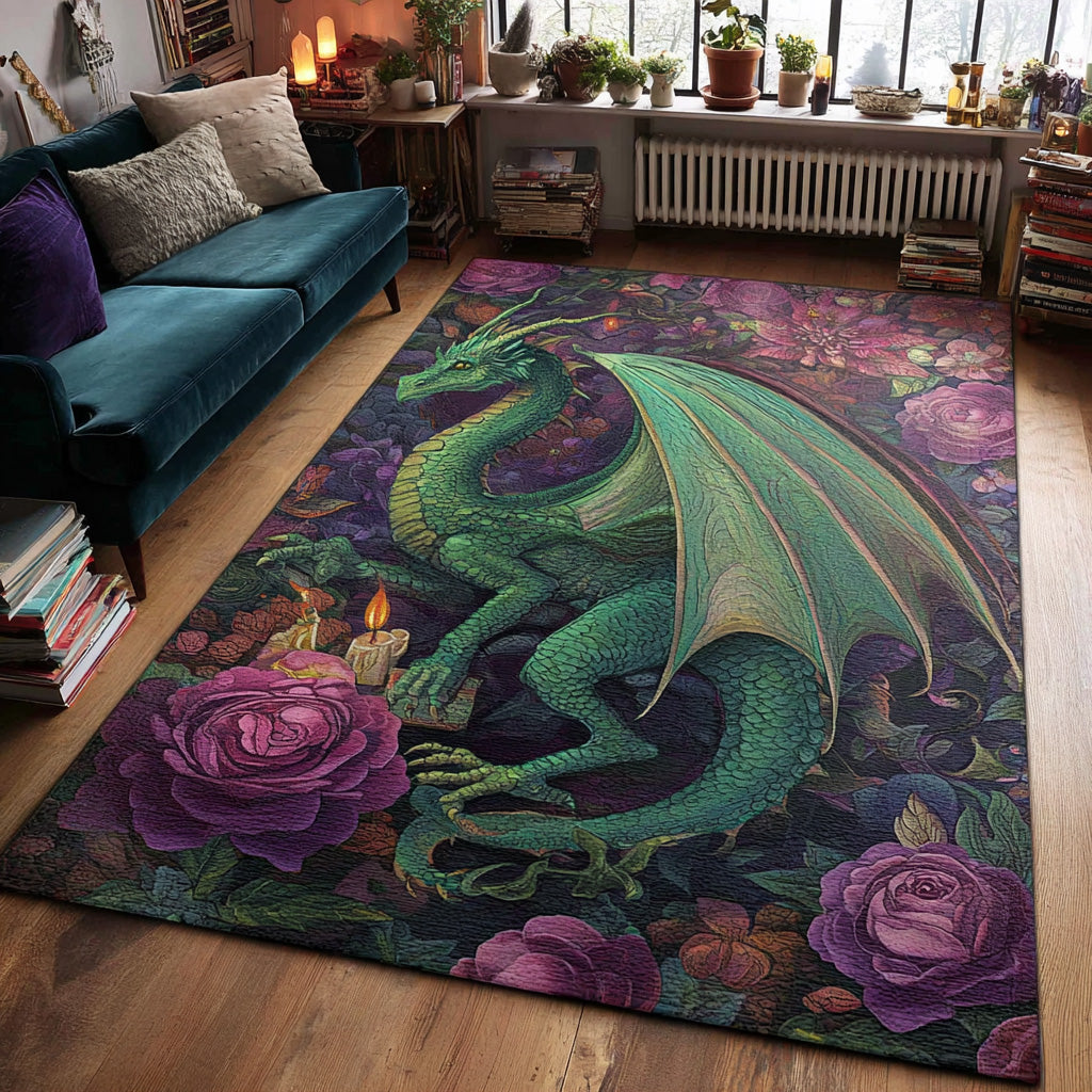 Emerald Blaze Area Rug Unique Front Door Decor Dragon Gift Ideas