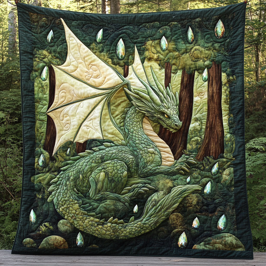 Emerald Crystal Dragon Quilt Ultra-Soft Quilt Blanket for Hotel-Like Experience