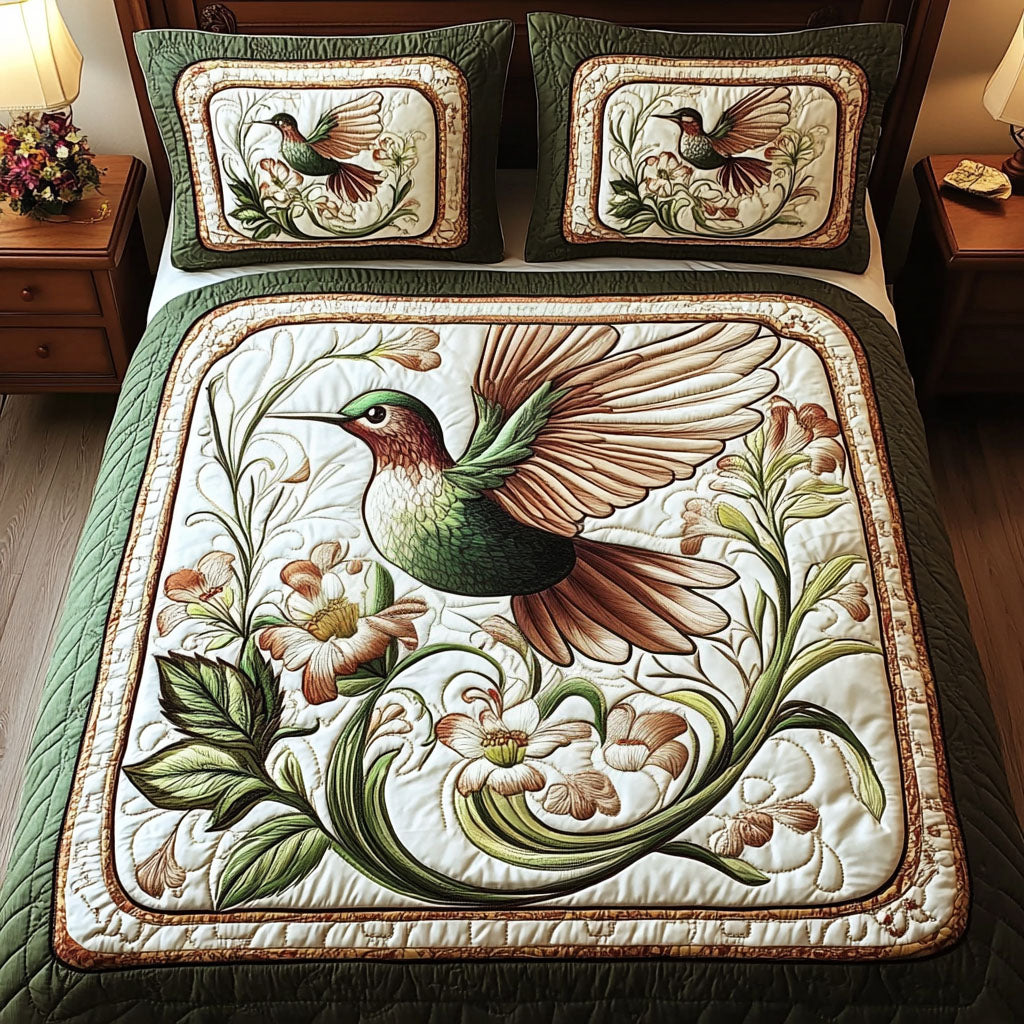Emerald Flight Quilted Bedding Set Beautiful Bedding Merch Gift for a Peaceful Sleep