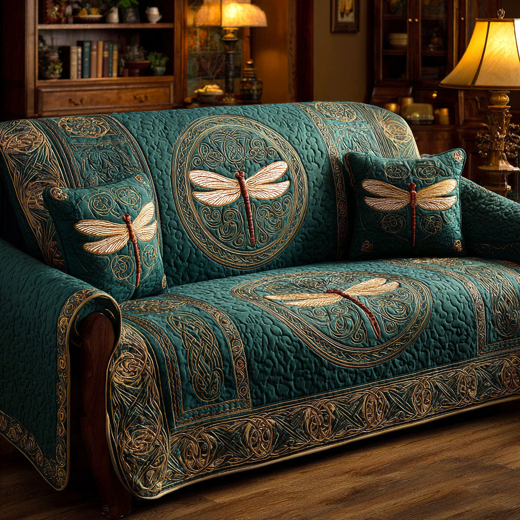 Emerald Flight Quilted Sofa Cover Holiday Living Decorations Best Dragonfly Presents