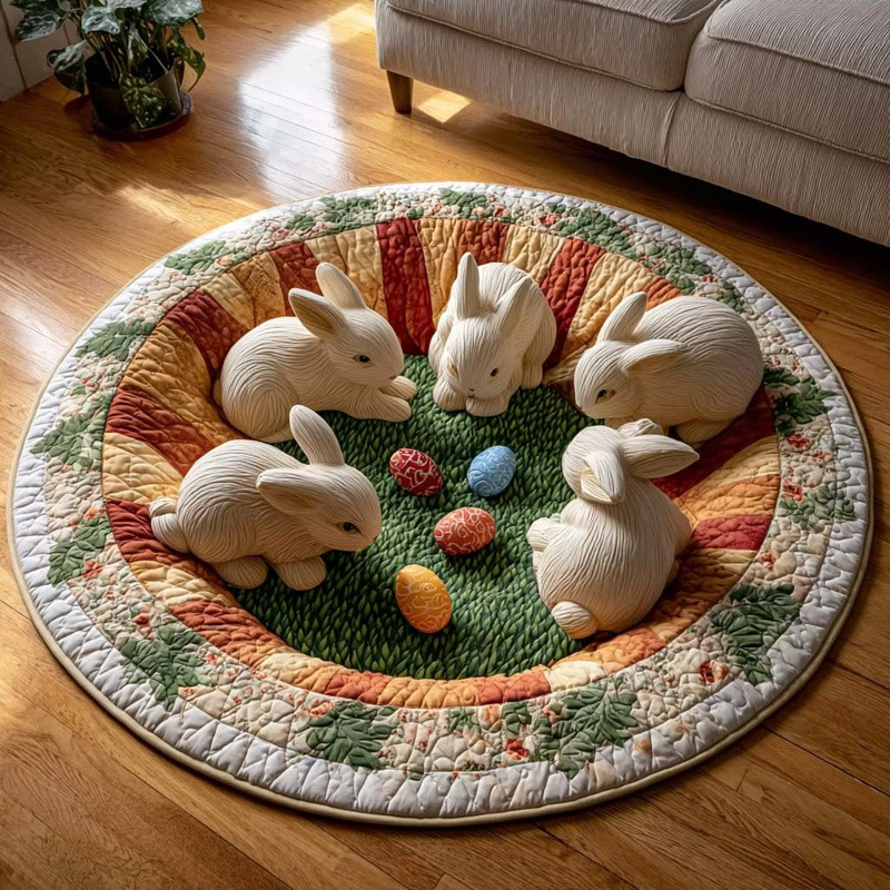 Emerald Gathering Quilted Round Mat Nature Floral Home Decor Best Gift For Her