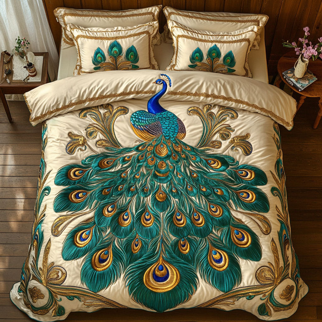 Emerald Glory Quilt Bedding Set King Comforter Elegant Gift for Adults
