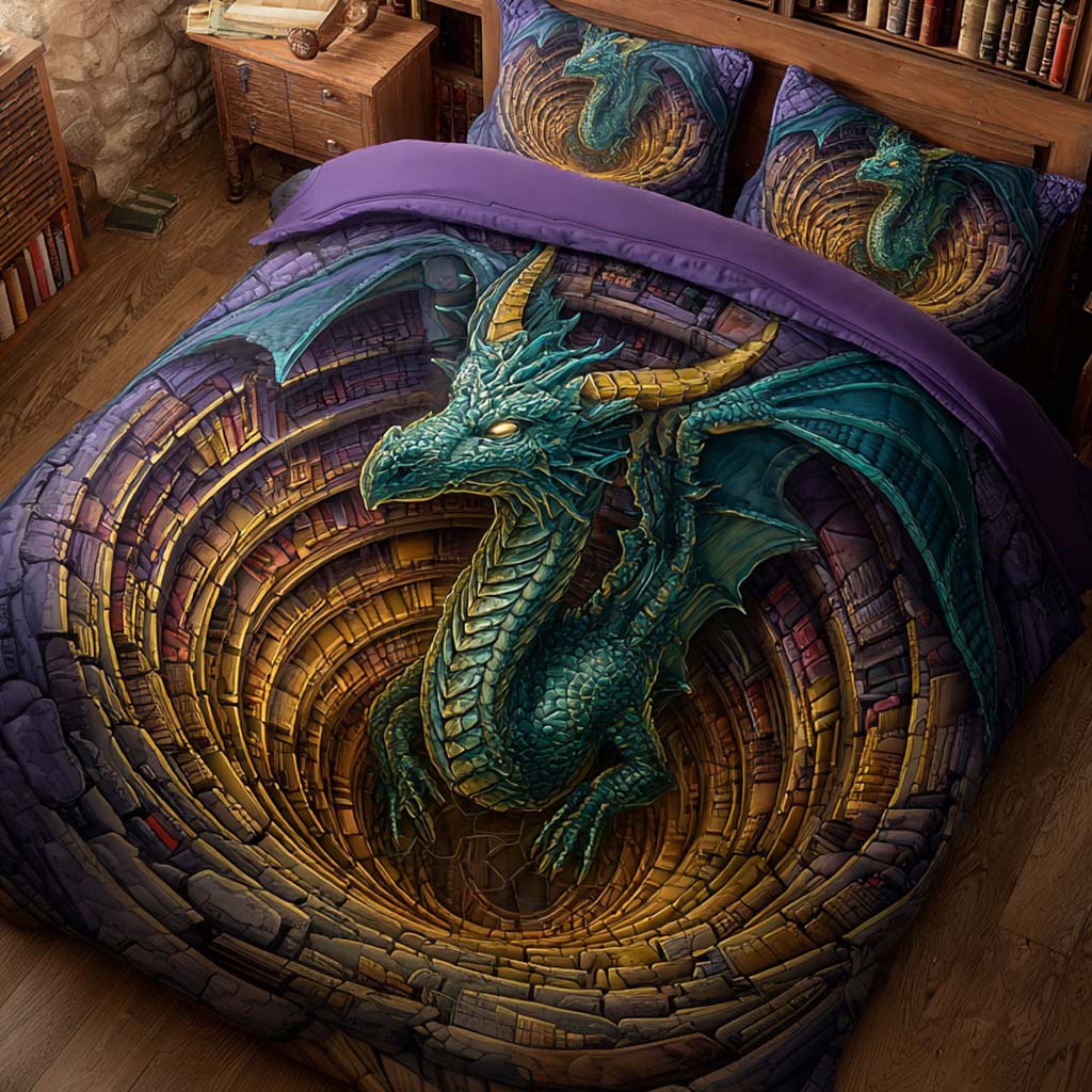 Emerald Guardian Quilted Bedding Set Bedspread Set Book Lovers Gifts For Brothers
