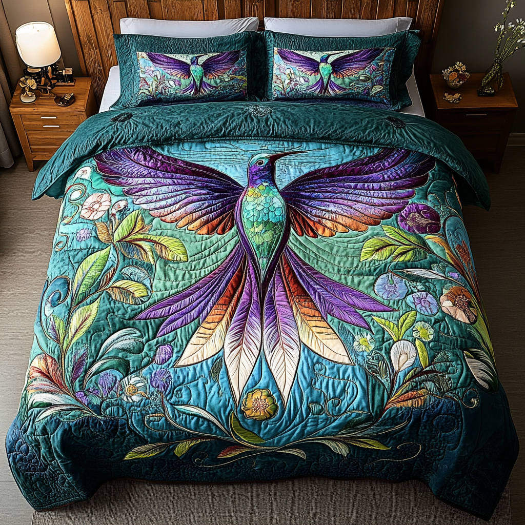 Emerald Hover Quilted Bedding Set Luxury Bedding Set with Pillow Covers Included