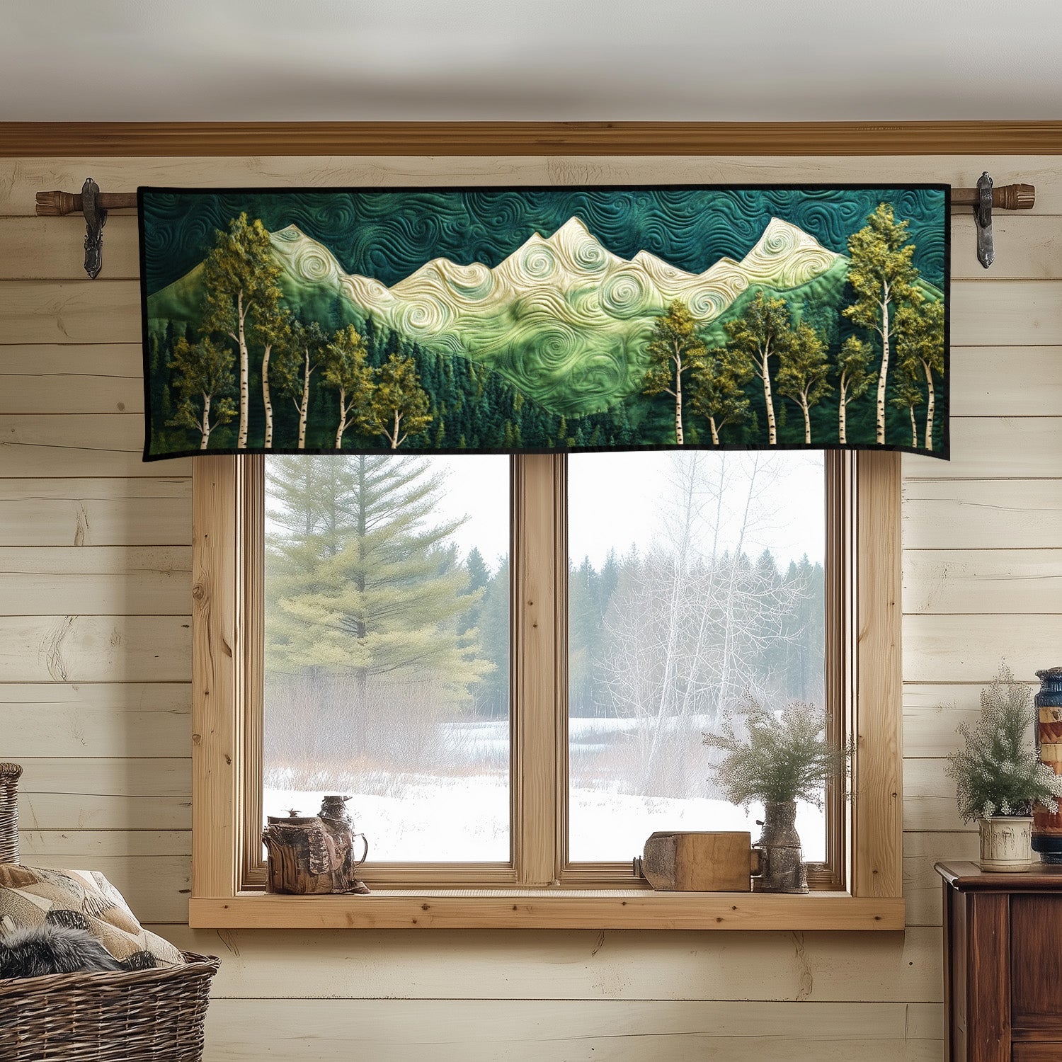 Emerald Peaks Quilted Valance Home Decor Items Forest Themed Gifts