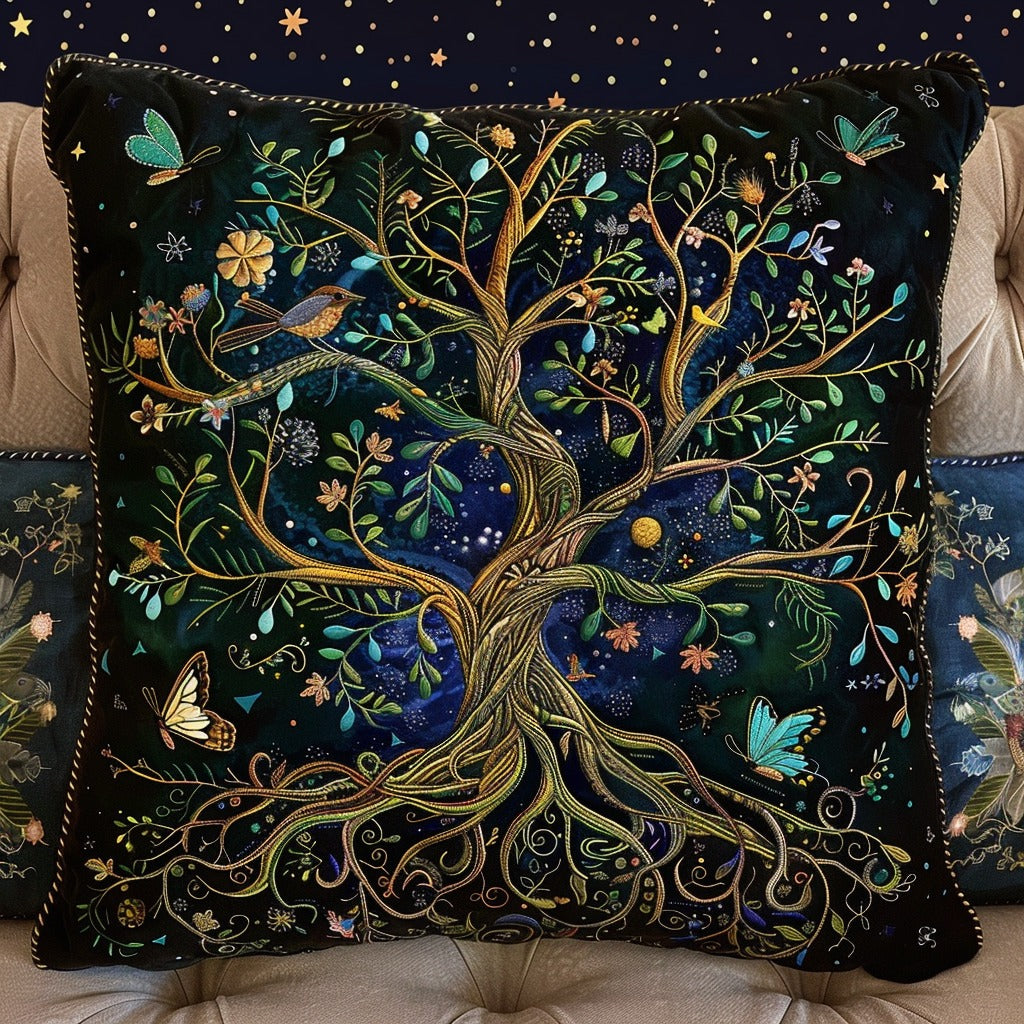 Emerald Tree Of Life Quilted Pillow Case Boho Home Decor Best Gifts For Grandma