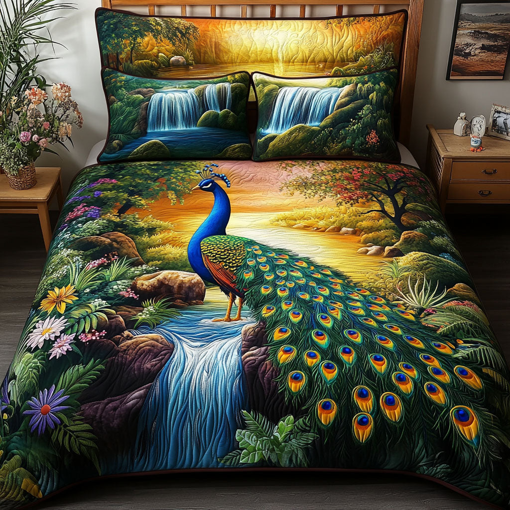 Emerald Wings Across the Land Quilted Bedding Set Best Comforter Sets Peacock Merchandise Gifts