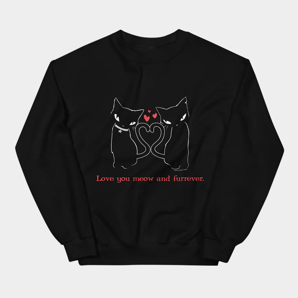 Emily Strange Merch Love You Meow And Furrever Crewneck Emily Strange Sweatshirt BFF Gifts