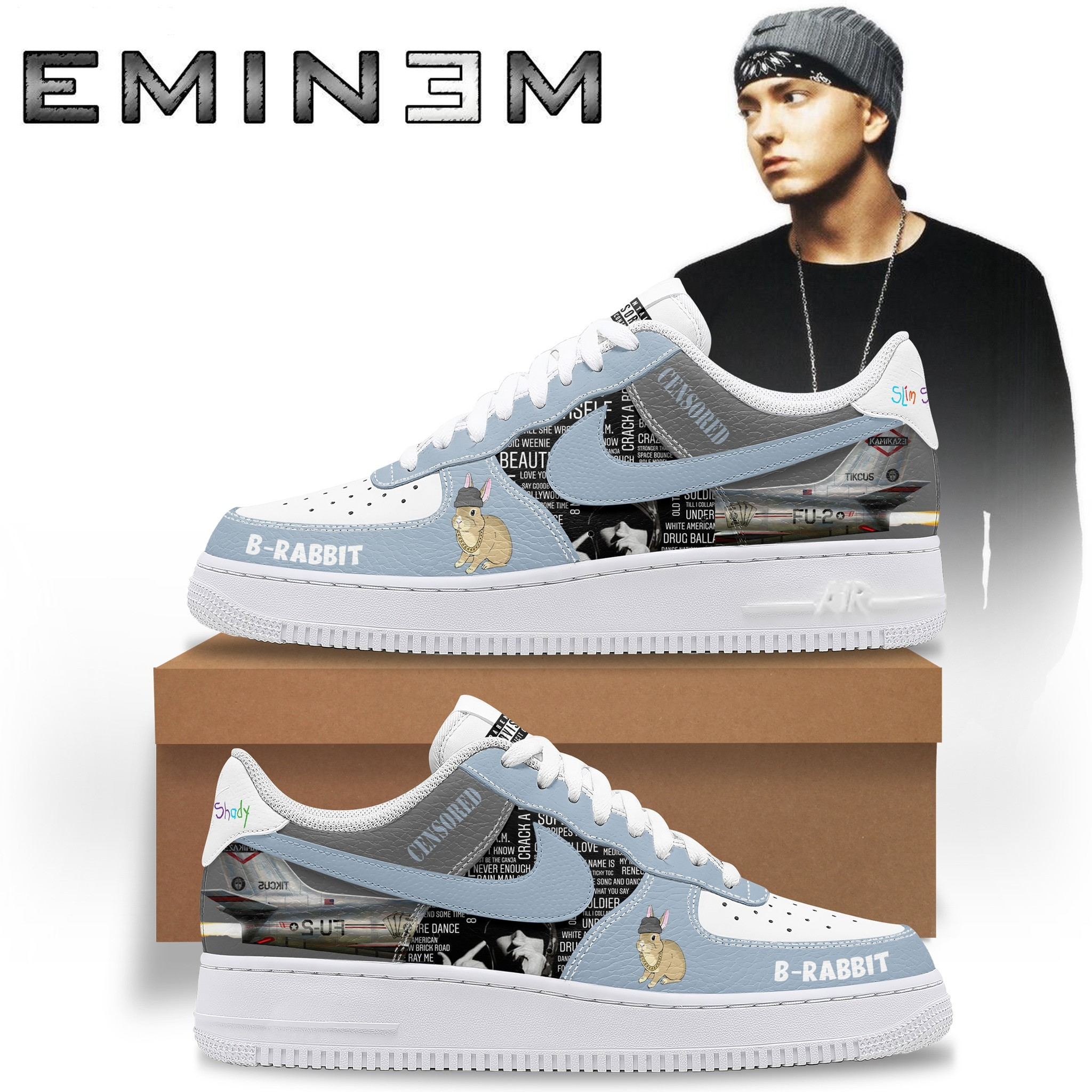 Eminem B-Rabbit Air Jordan Shoes Merch Air Force Sneakers Gifts For Eminem Fans